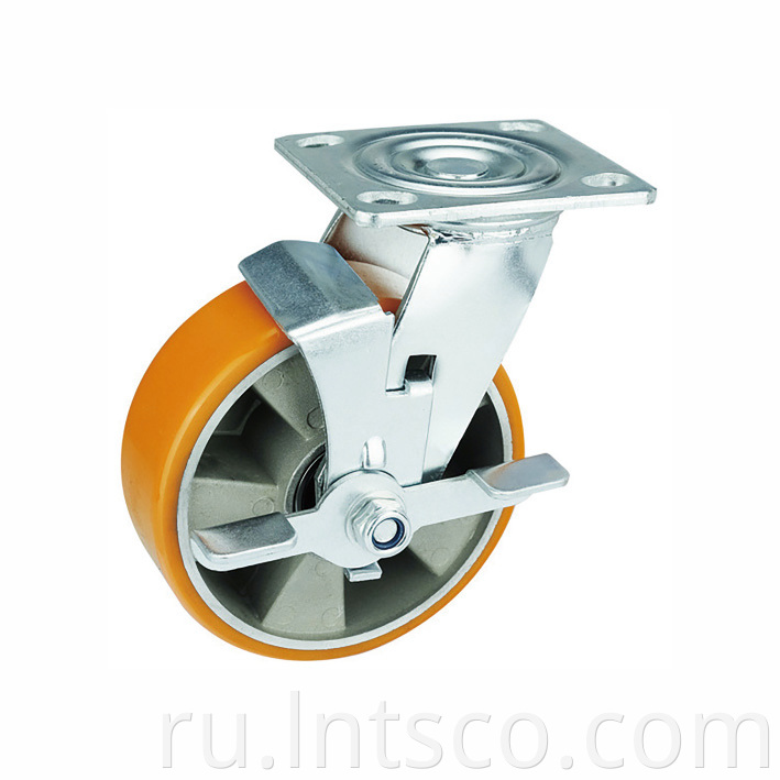 Heavy Duty PU on Aluminum Side Brake Casters